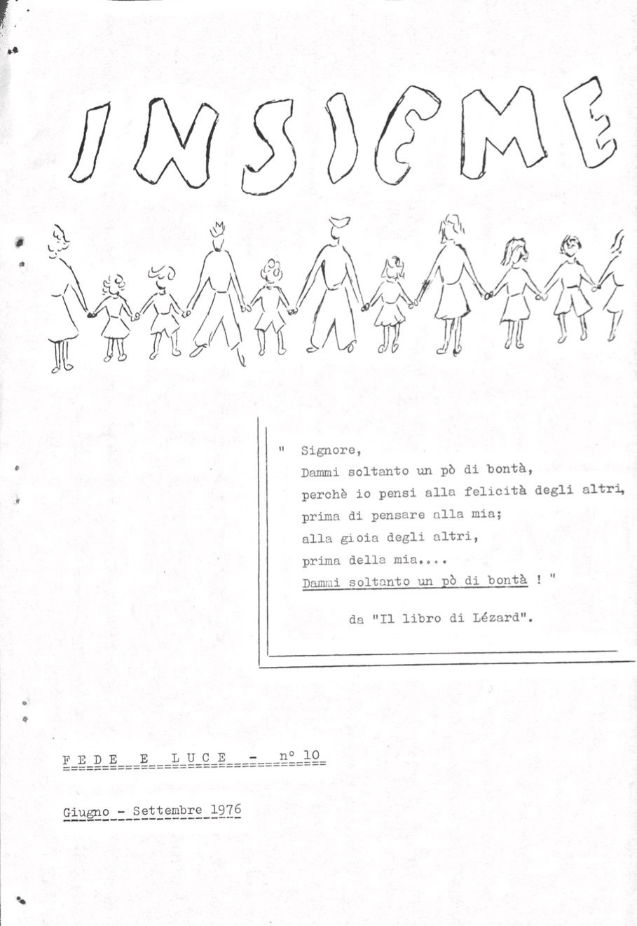 Copertina N.10 – Insieme n. 10 – Bollettino Fede e Luce – 1976
